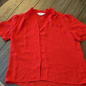 Red Button-Up Blouse